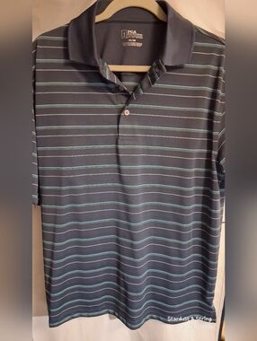 Black Short Sleeve Performance Golf Polo Shirt Medium PGA Tour